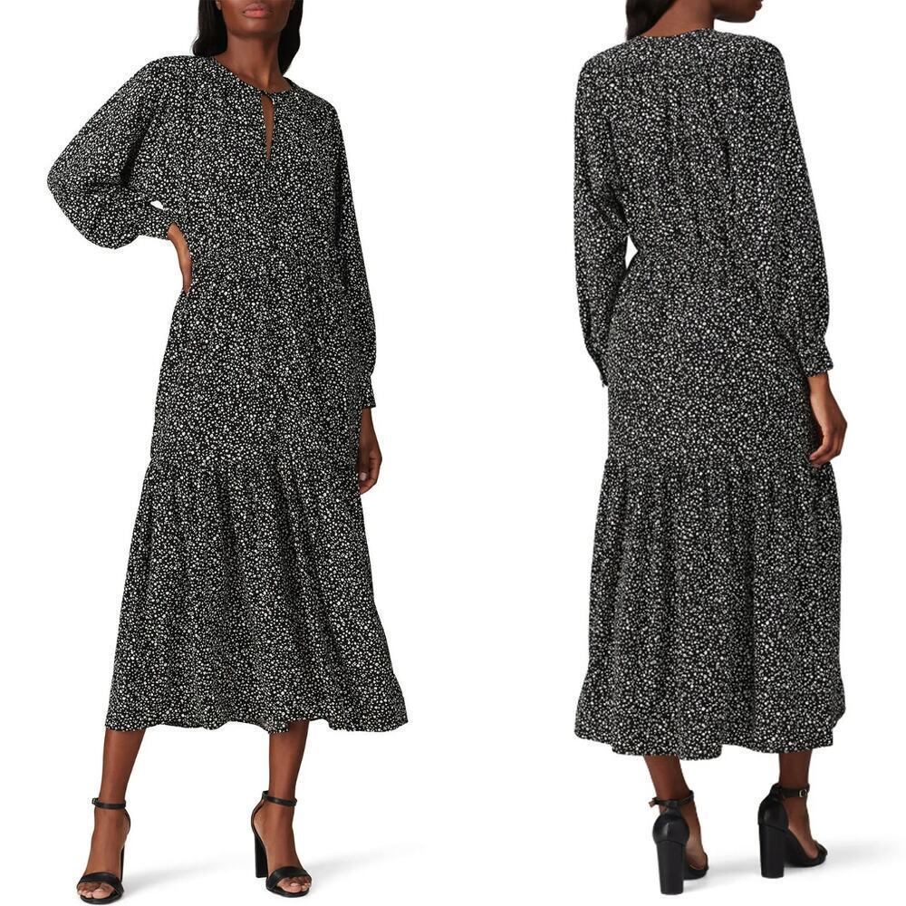 Sweet Baby Jamie Black Ditsy Midi Dress - Size XS